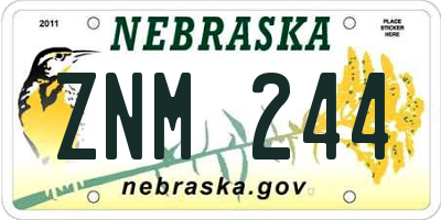 NE license plate ZNM244