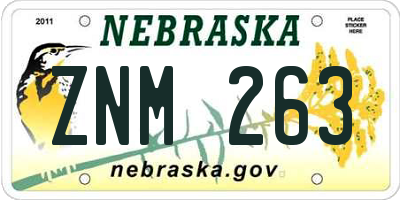 NE license plate ZNM263