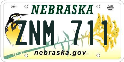 NE license plate ZNM711