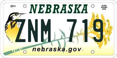 NE license plate ZNM719