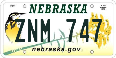 NE license plate ZNM747