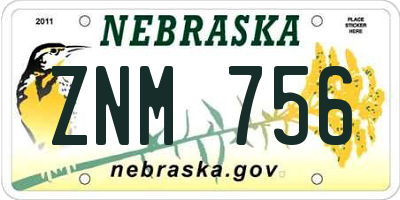 NE license plate ZNM756