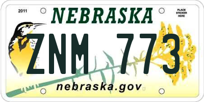 NE license plate ZNM773