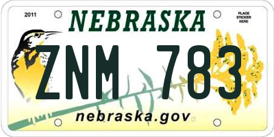 NE license plate ZNM783