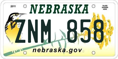 NE license plate ZNM858