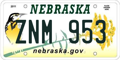 NE license plate ZNM953