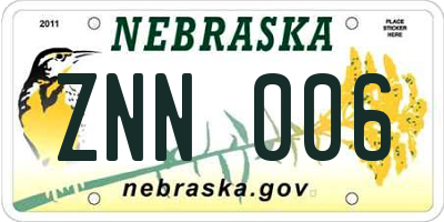 NE license plate ZNN006