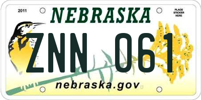 NE license plate ZNN061