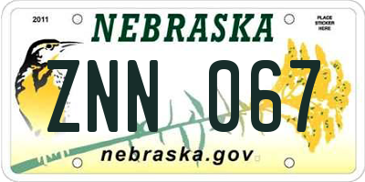 NE license plate ZNN067