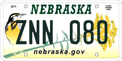 NE license plate ZNN080