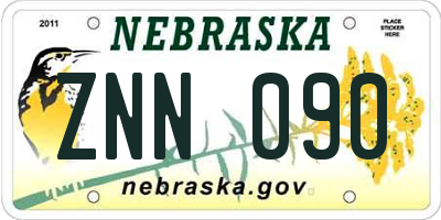 NE license plate ZNN090