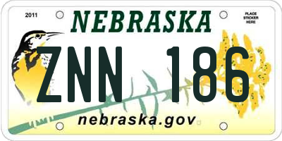 NE license plate ZNN186