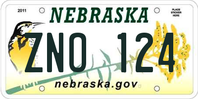 NE license plate ZNO124