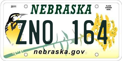 NE license plate ZNO164