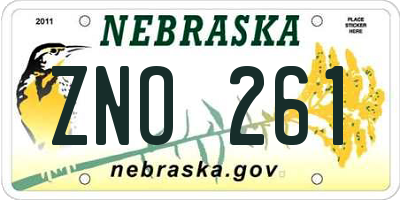 NE license plate ZNO261