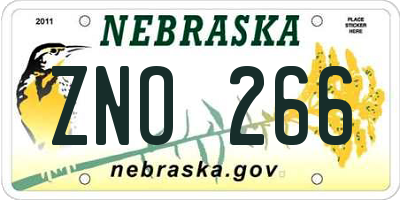 NE license plate ZNO266