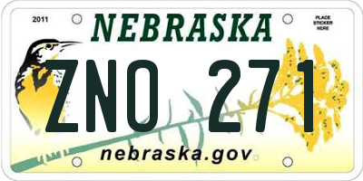 NE license plate ZNO271