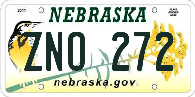 NE license plate ZNO272