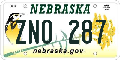 NE license plate ZNO287