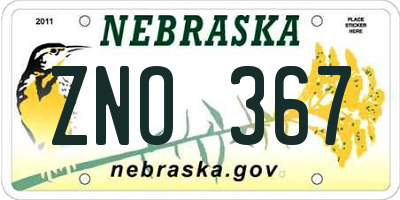 NE license plate ZNO367