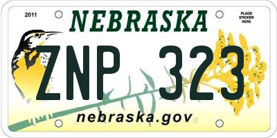 NE license plate ZNP323