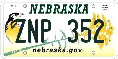 NE license plate ZNP352