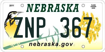 NE license plate ZNP367
