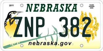 NE license plate ZNP382