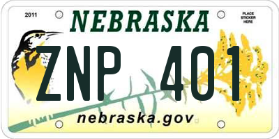 NE license plate ZNP401