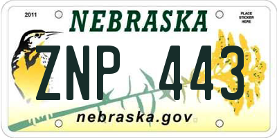 NE license plate ZNP443