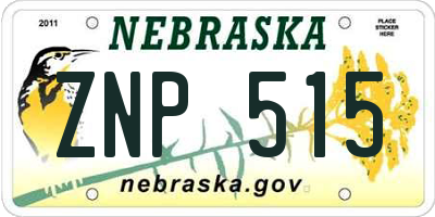 NE license plate ZNP515