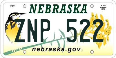 NE license plate ZNP522