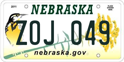 NE license plate ZOJ049