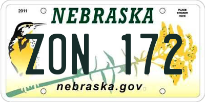 NE license plate ZON172