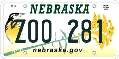 NE license plate ZOO281