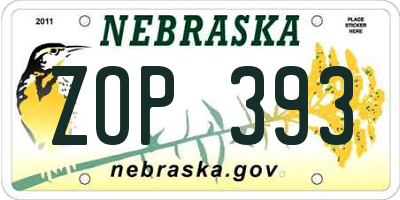 NE license plate ZOP393