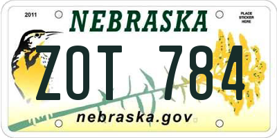 NE license plate ZOT784