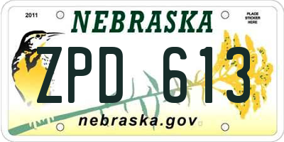 NE license plate ZPD613