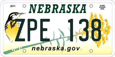 NE license plate ZPE138