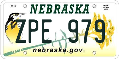 NE license plate ZPE979