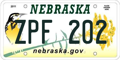 NE license plate ZPF202