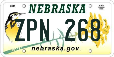 NE license plate ZPN268