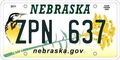 NE license plate ZPN637