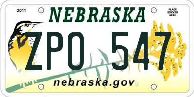 NE license plate ZPO547