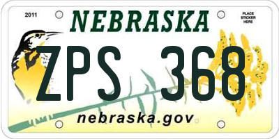 NE license plate ZPS368
