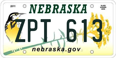 NE license plate ZPT613