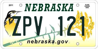 NE license plate ZPV121