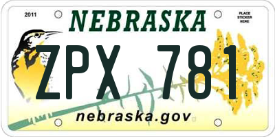 NE license plate ZPX781