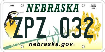 NE license plate ZPZ032