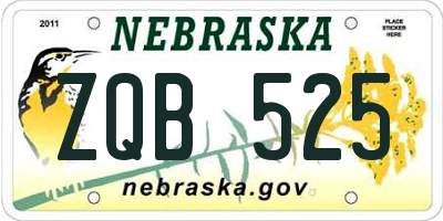 NE license plate ZQB525